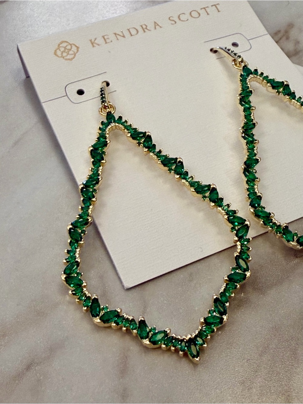 Kendra Scott Gold Sophee Emerald Crystal Earrings - Picture 2 of 3